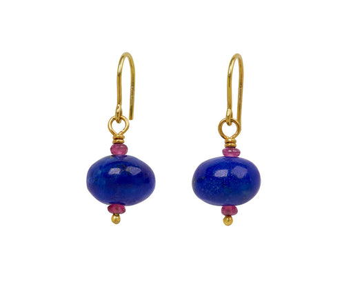 Mallary Marks Spun Sugar Ruellite and Lapis Earrings