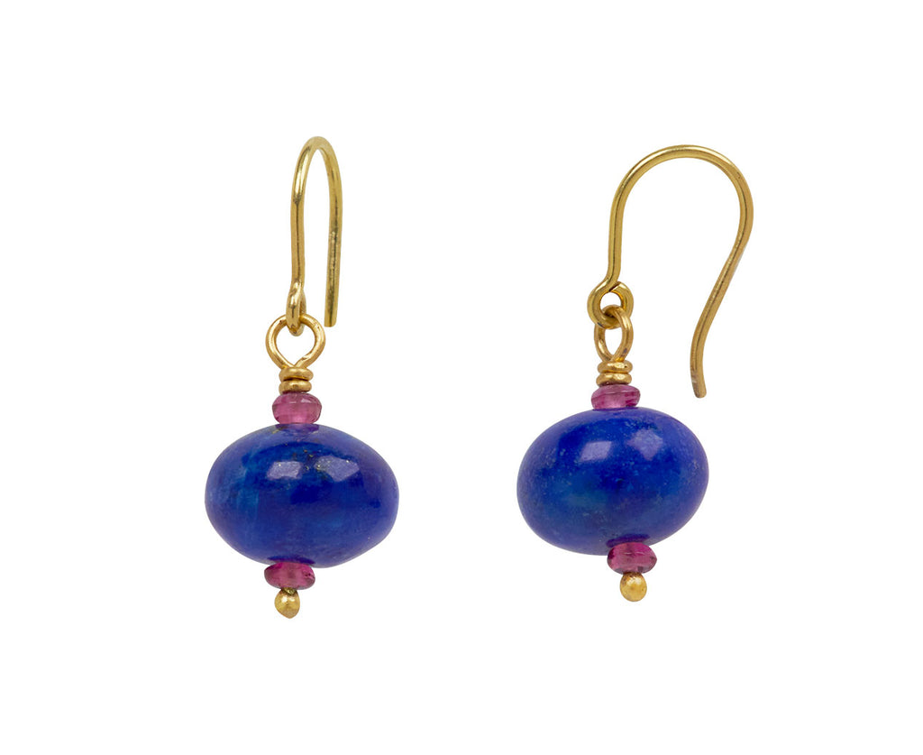 Mallary Marks Spun Sugar Ruellite and Lapis Earrings - side