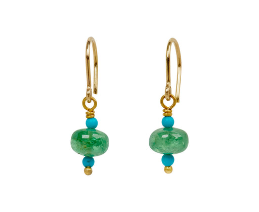 Mallary Marks Spun Sugar Turquoise and Tsavorite Earrings