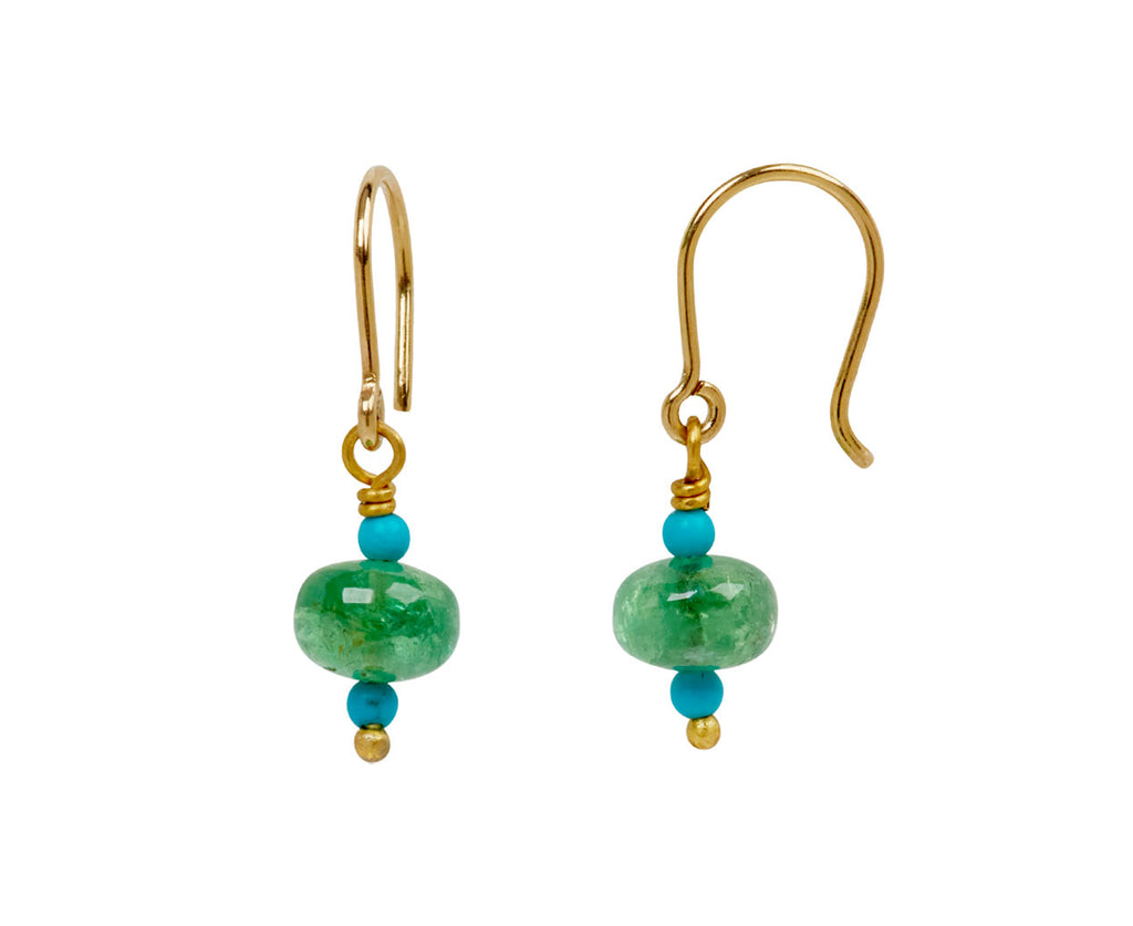 Mallary Marks Spun Sugar Turquoise and Tsavorite Earrings - side
