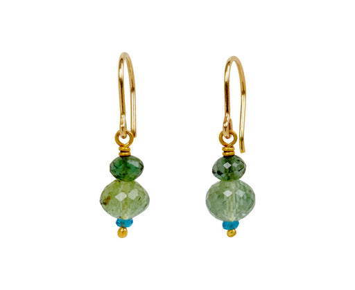 Mallary Marks Spun Sugar Green Tourmaline and Teal Appatite Earrings