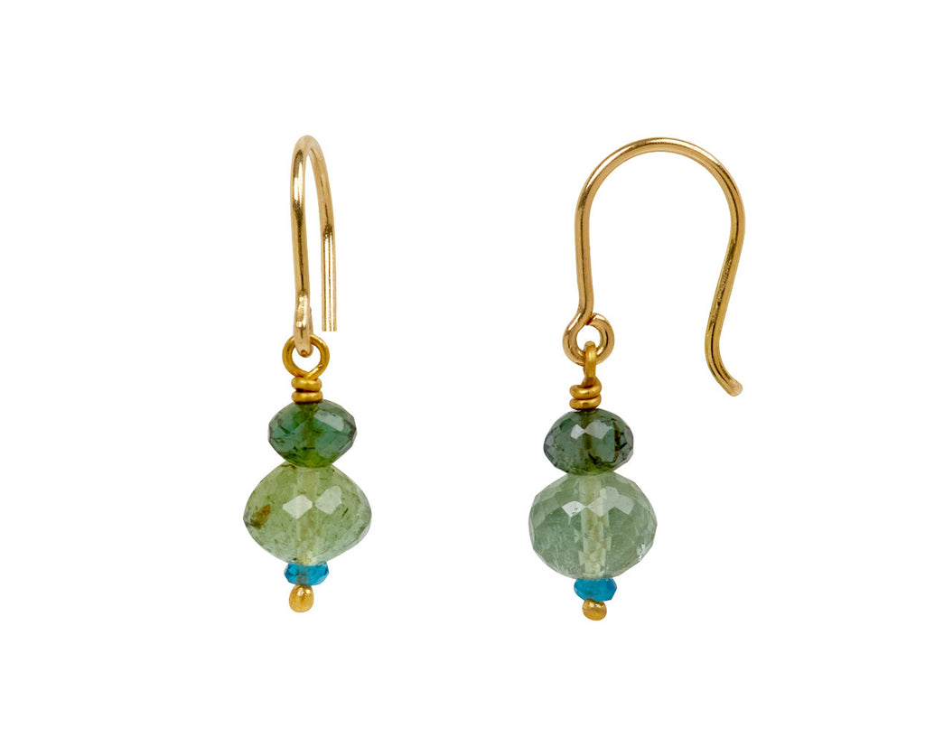 Mallary Marks Spun Sugar Green Tourmaline and Teal Appatite Earrings - side