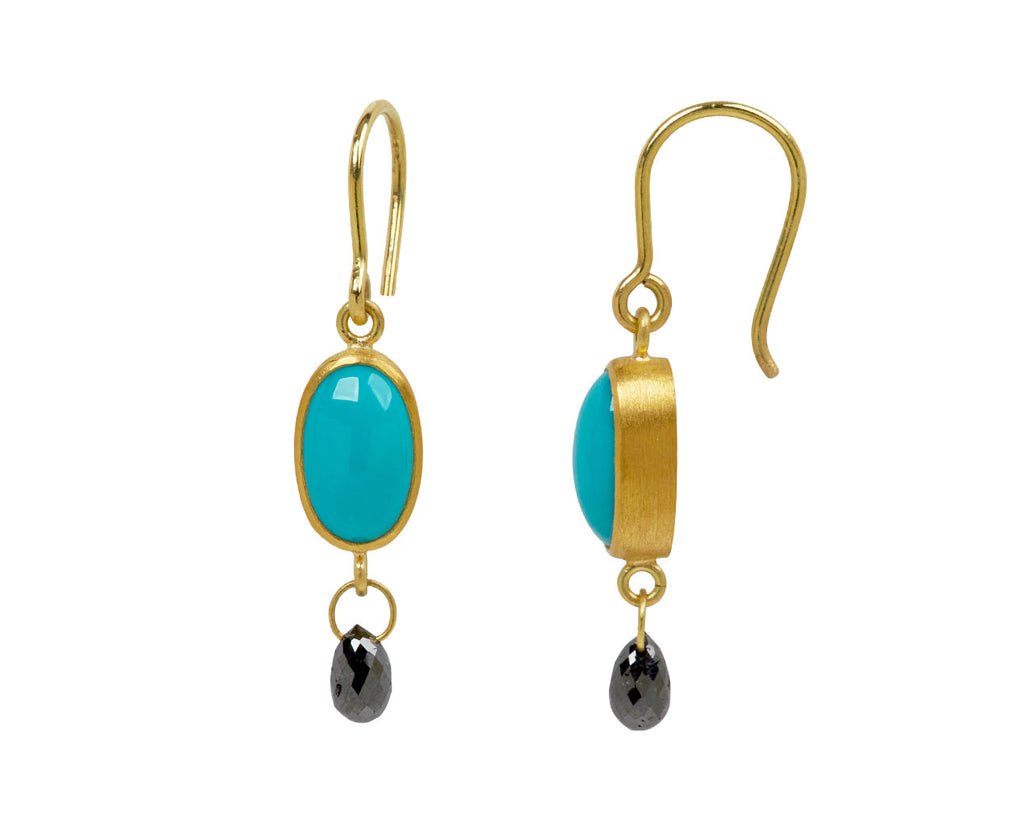 Mallary Marks Turquoise and Diamond Apple & Eve Earrings - side