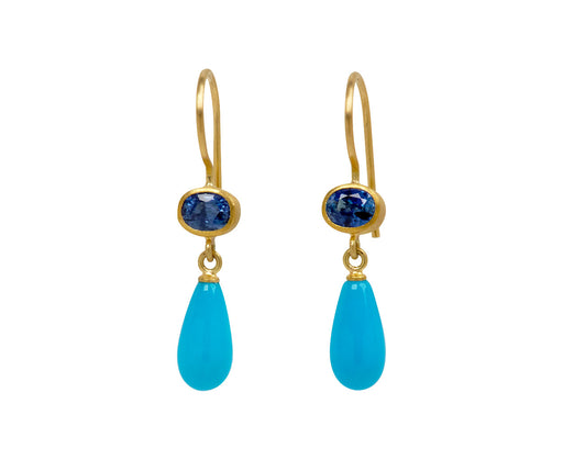 Mallary Marks Blue Sapphire and Turquoise Apple & Eve Earrings