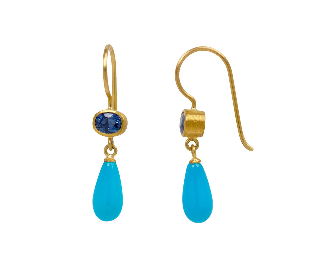 Mallary Marks Blue Sapphire and Turquoise Apple & Eve Earrings - side