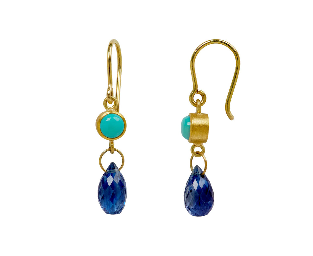 Mallary Marks Turquoise and Kyanite Apple & Eve Earrings - side