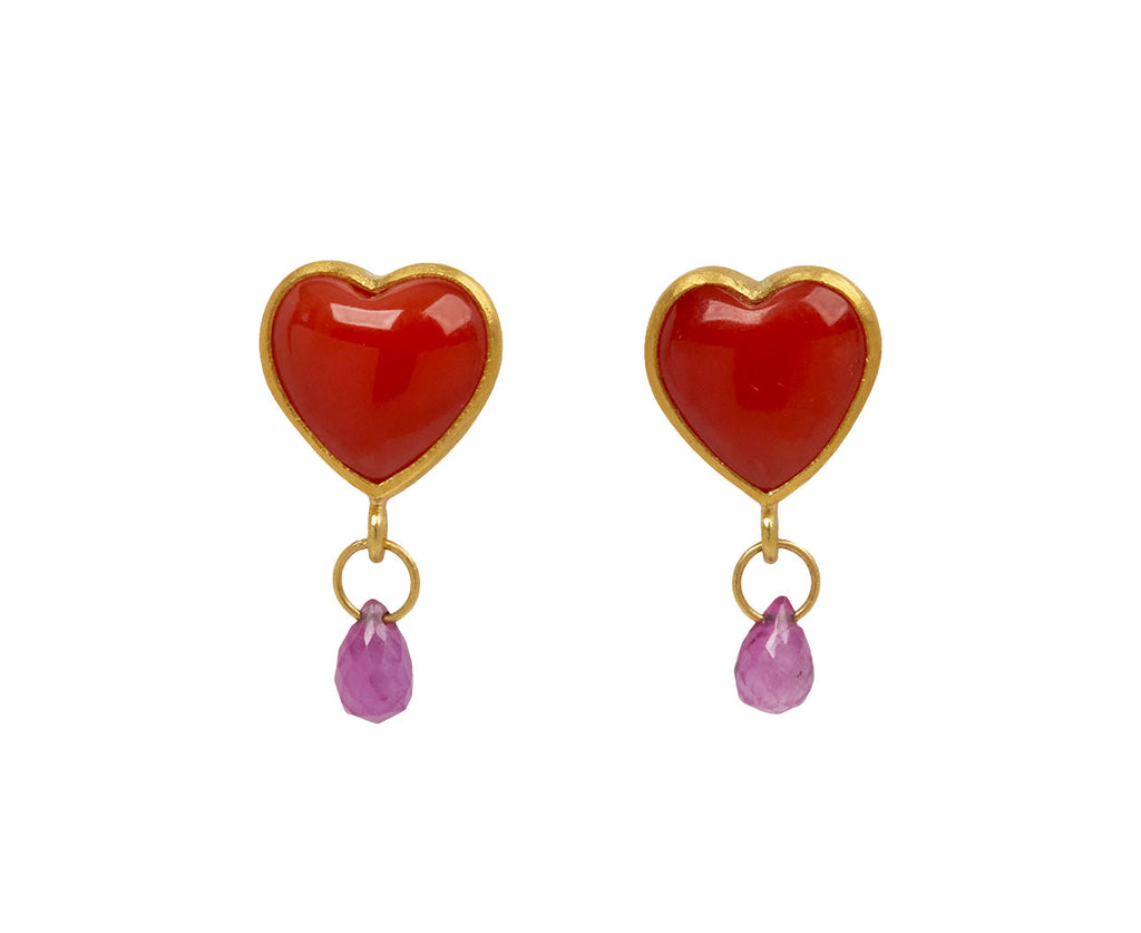 Mallary Marks Coral and Ruby Apple & Eve Stud Earrings