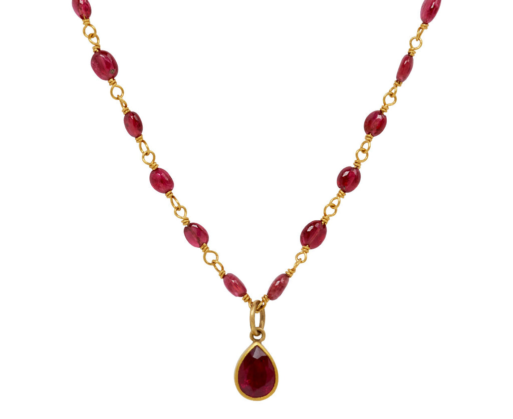 Red Spinel and Ruby Spun Sugar Necklace