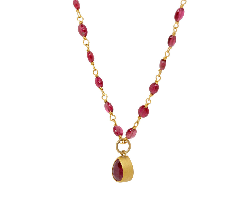 Red Spinel and Ruby Spun Sugar Necklace