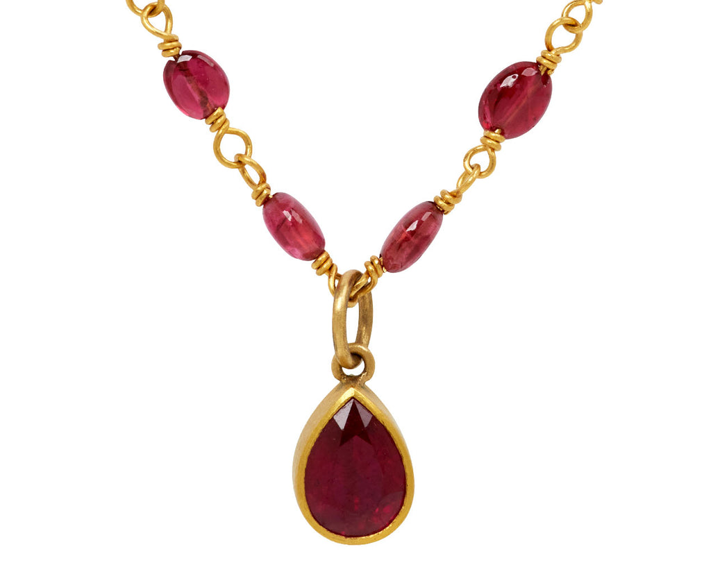 Red Spinel and Ruby Spun Sugar Necklace
