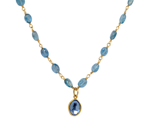 Aquamarine and Blue Sapphire Spun Sugar Necklace