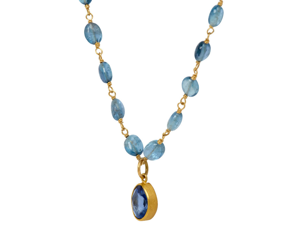 Aquamarine and Blue Sapphire Spun Sugar Necklace