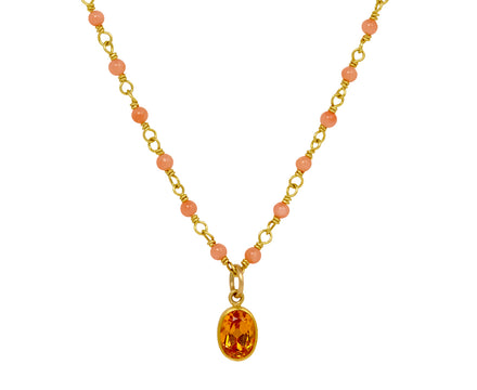 Peach Coral and Mandarin Garnet Spun Sugar Pendant Necklace - TWISTonline 