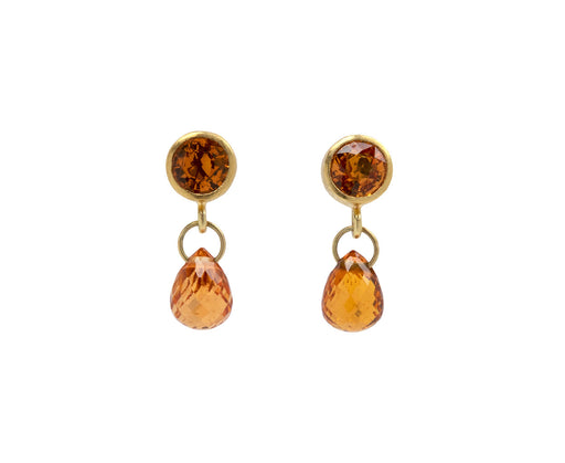 Double Orange Sapphire Apple and Eve Stud Earrings