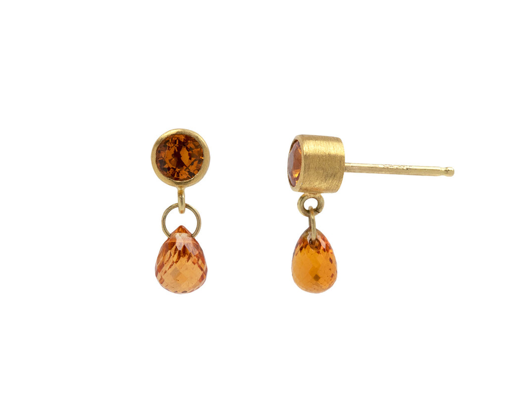 Double Orange Sapphire Apple and Eve Stud Earrings