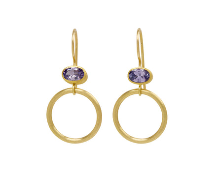 Purple Sapphire Jump Through Hoop Earrings