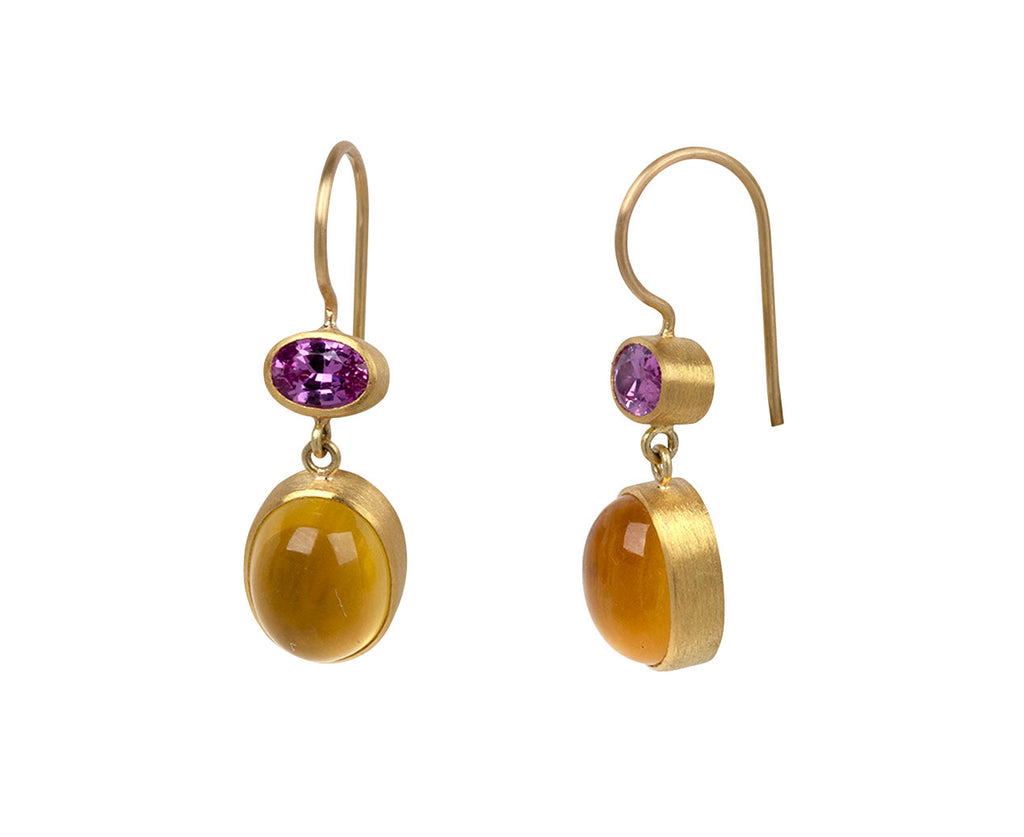 Hot Pink Sapphire and Yellow Beryl Bon Bon Earrings