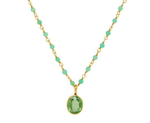 Chrysoprase and Tsavorite Garnet Spun Sugar Necklace