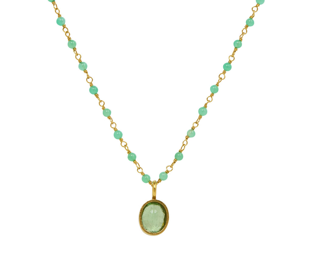 Chrysoprase and Tsavorite Garnet Spun Sugar Necklace