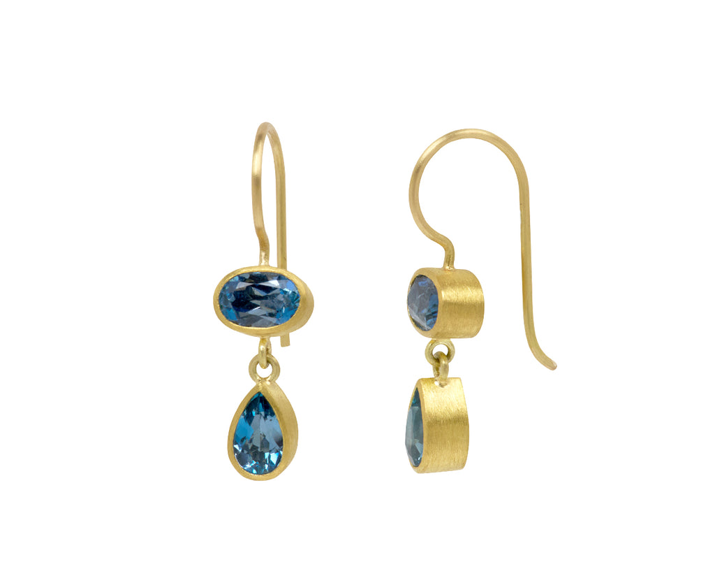 Mallary Marks Dark Blue Aquamarine Bon Bon Earrings - Side View