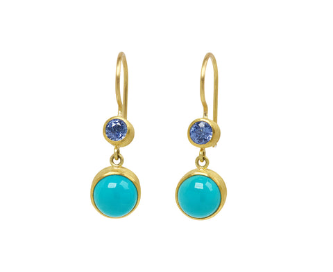 Mallary Marks Turquoise and Blue Sapphire Bon Bon Earrings