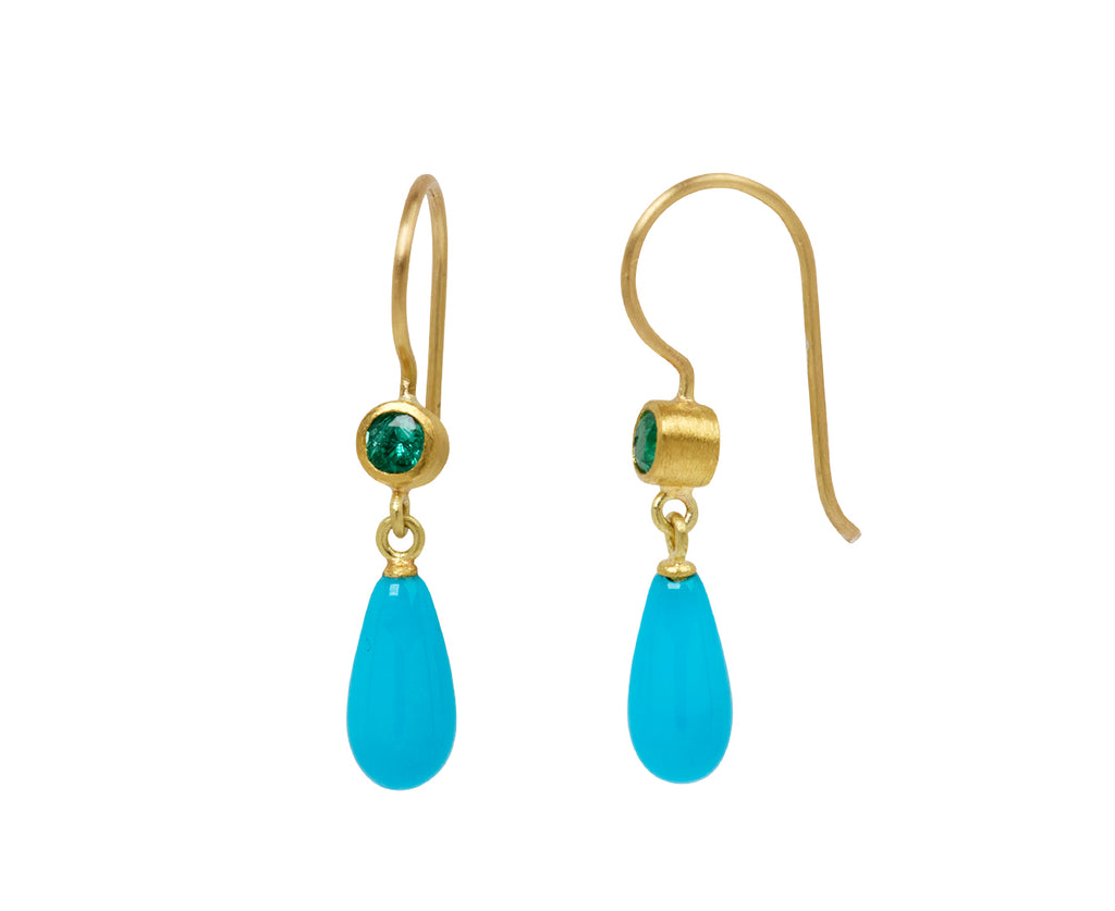 Mallary Marks Emerald and Turquoise Apple and Eve Earrings - Side View