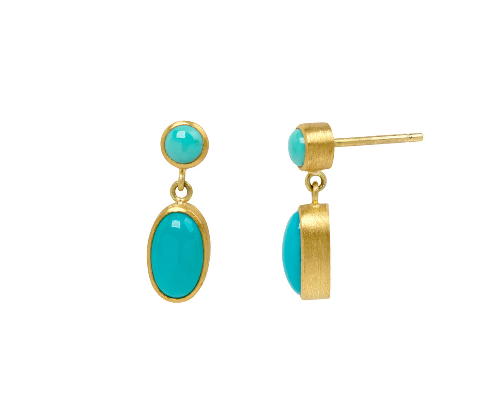 Mallary Marks Double Turquoise Bon Bon Stud Earrings - Side View