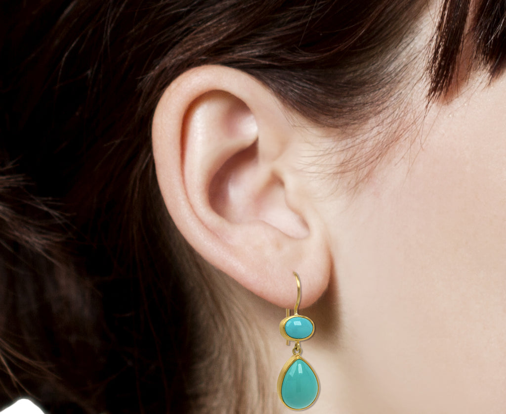 Mallary Marks Double Turquoise Bon Bon Earrings - Profile Closeup