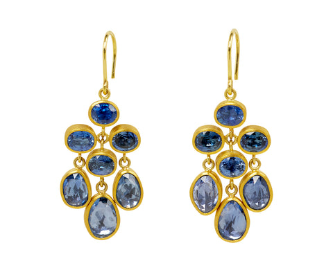 Mallary Marks Blue and Ceylon Blue Sapphire Trapeze Earrings