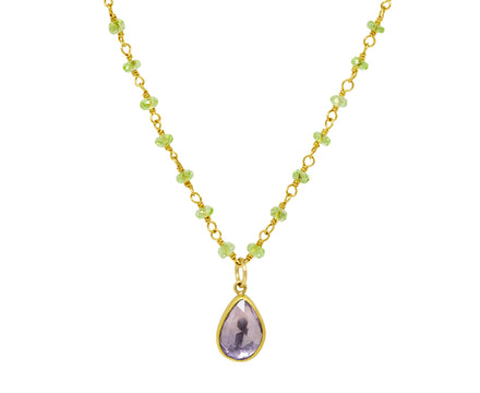 Chrysoberyl and Sapphire Spun Sugar Pendant Necklace