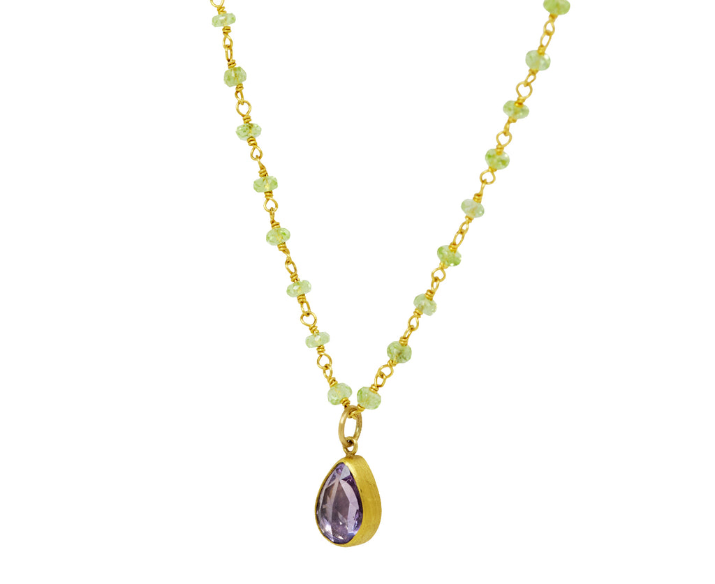 Chrysoberyl and Sapphire Spun Sugar Pendant Necklace