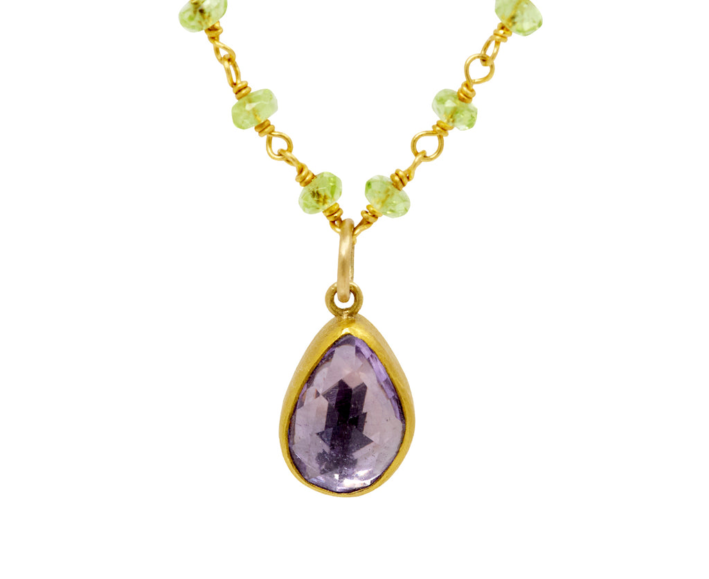 Chrysoberyl and Sapphire Spun Sugar Pendant Necklace