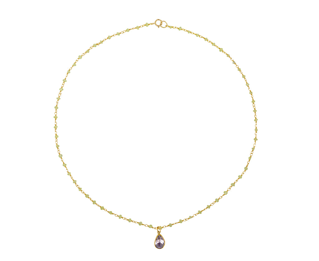 Chrysoberyl and Sapphire Spun Sugar Pendant Necklace
