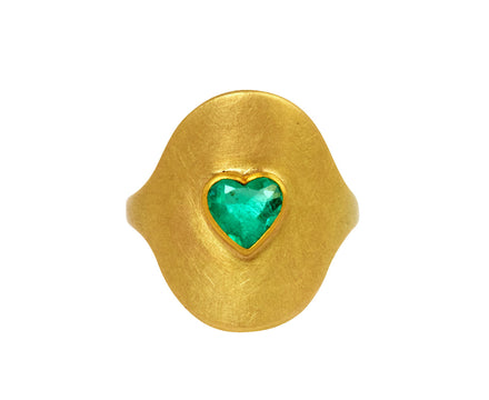 Mallary Marks Emerald Heart Large Signet Ring