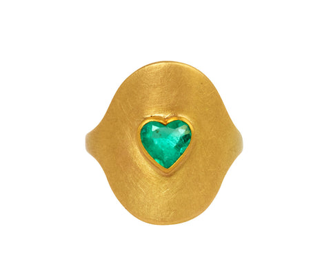 Mallary Marks Emerald Heart Large Signet Ring