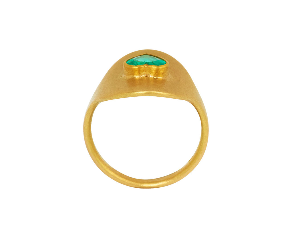 Mallary Marks Emerald Heart Large Signet Ring - top down