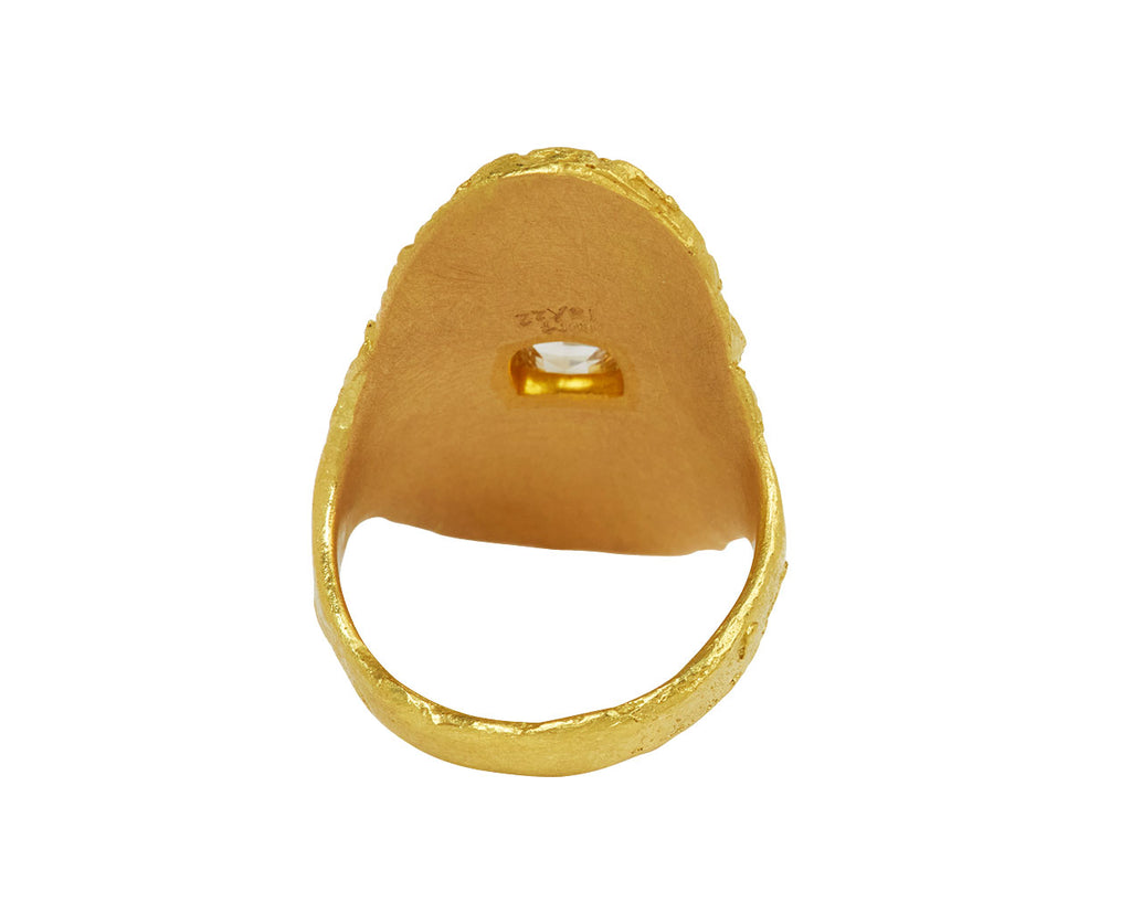 Mallary Marks Light Champagne Diamond Large Signet Crinkle Ring - back
