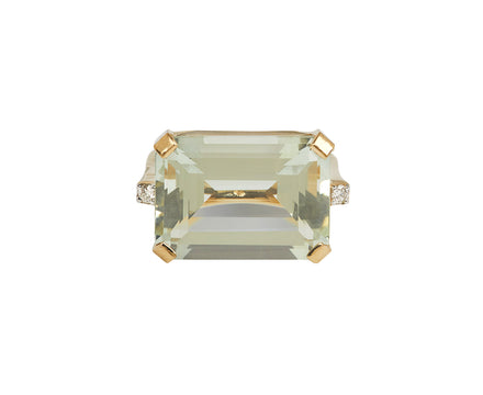 Mateo East West Green Amethyst and Diamond Ring