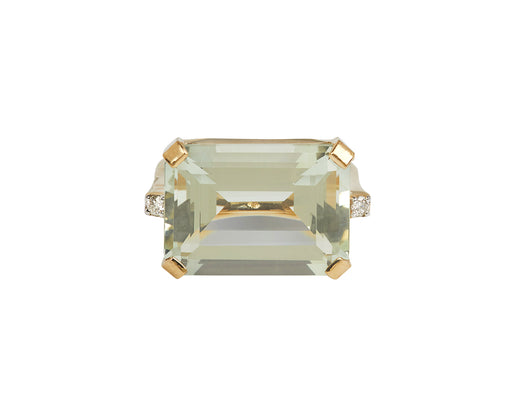 Mateo East West Green Amethyst and Diamond Ring