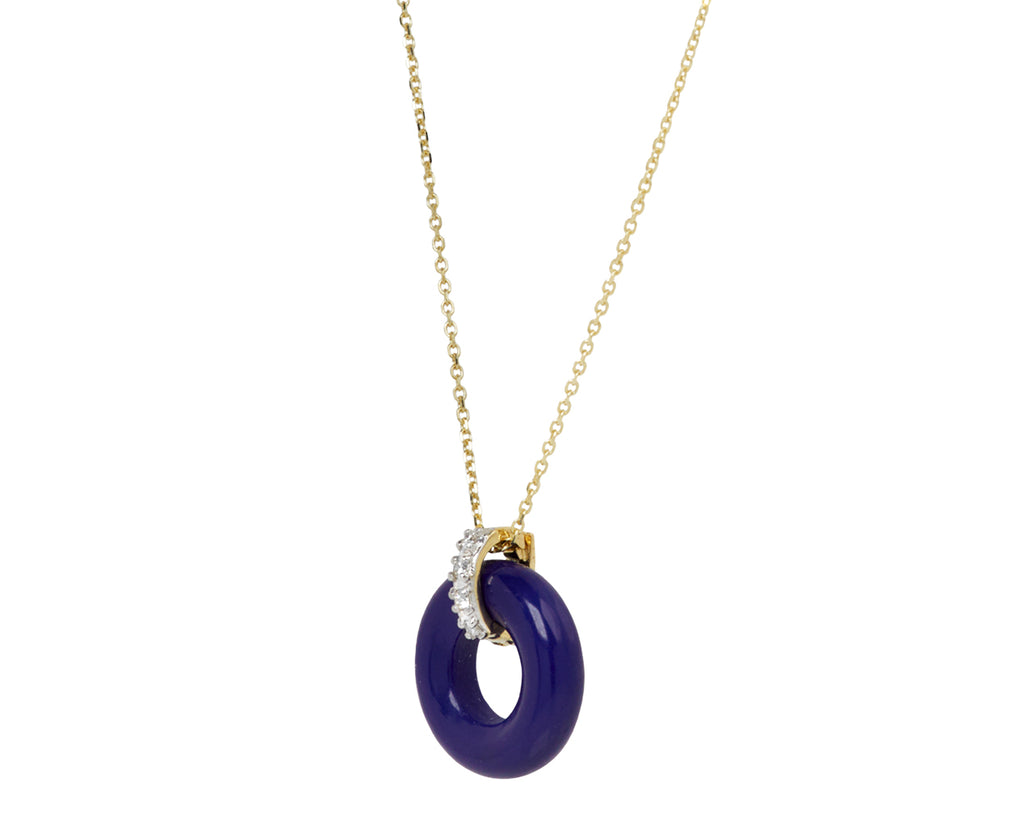 Mateo Lapis and Diamond Donut Pendant Necklace - Side View