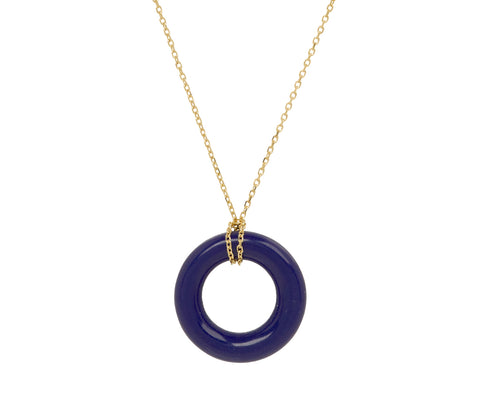 Lapis Donut Pendant Necklace