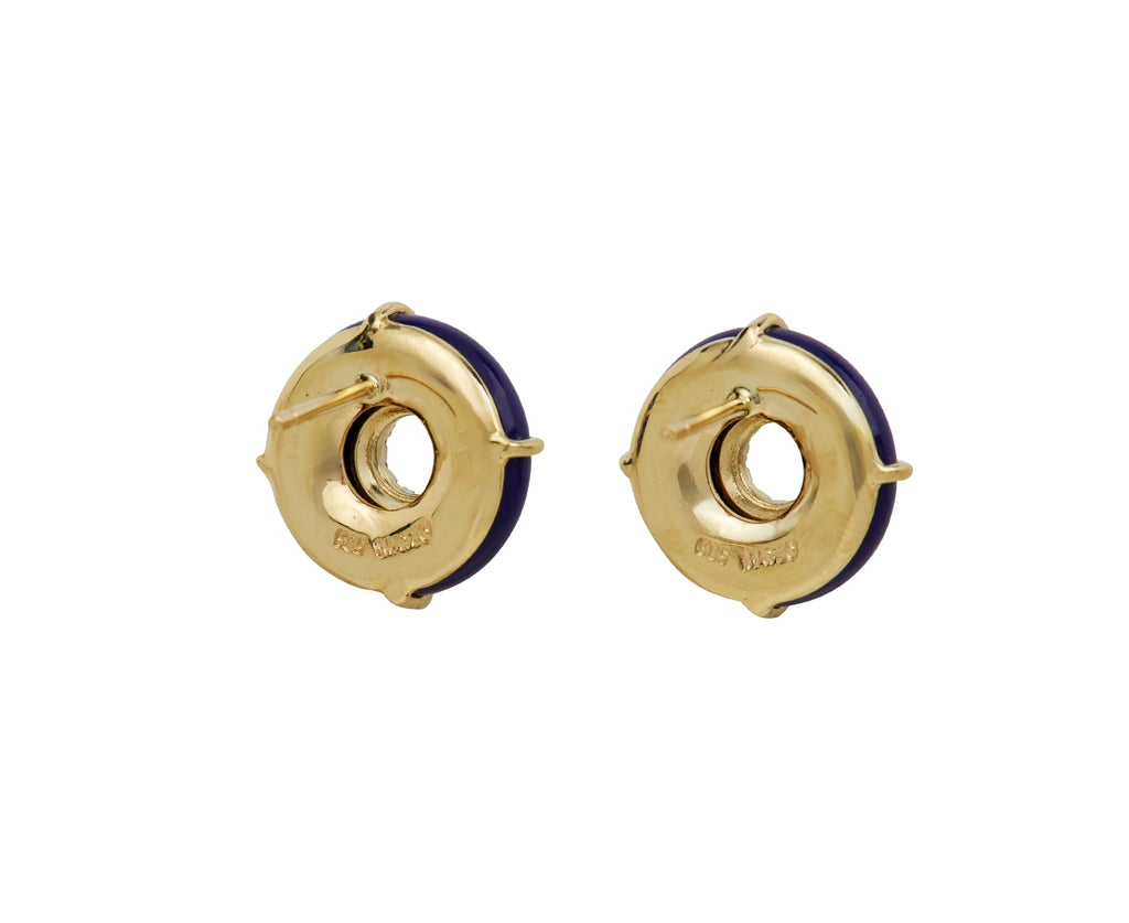Mateo Lapis and Diamond Donut Stud Earrings - Back View