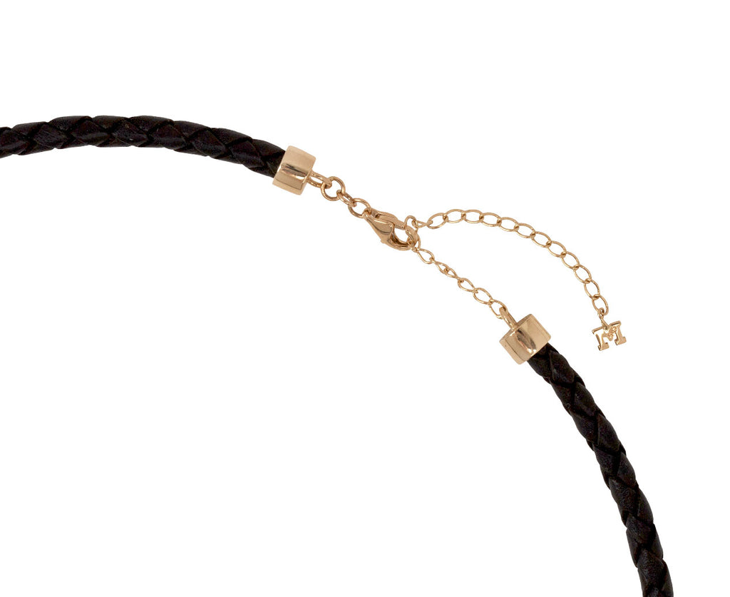Leather and Gold Water Droplet Necklace