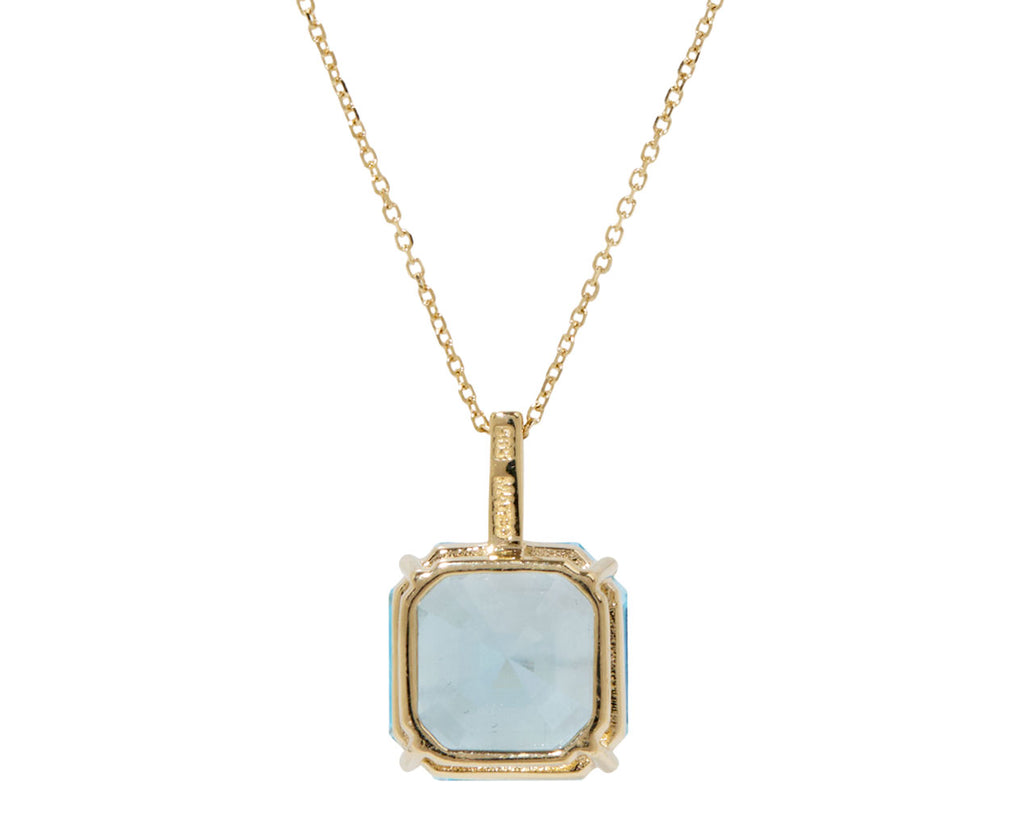 Asscher Cut Blue Topaz Pendant Necklace
