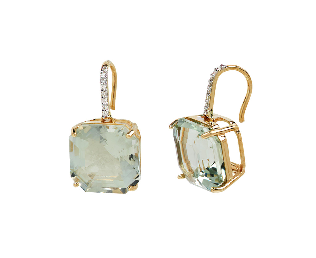 Mateo Green Amethyst and Diamond Drop Earrings - Side View