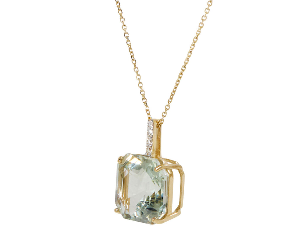 Asscher Cut Green Amethyst Pendant Necklace