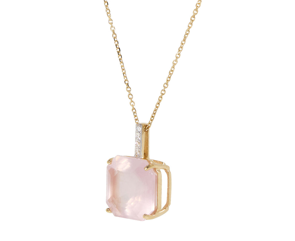 Asscher Cut Pink Topaz Pendant Necklace
