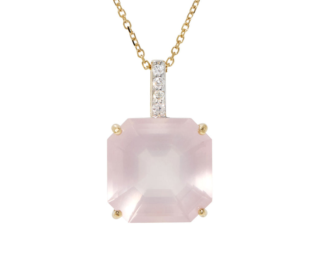 Asscher Cut Pink Topaz Pendant Necklace