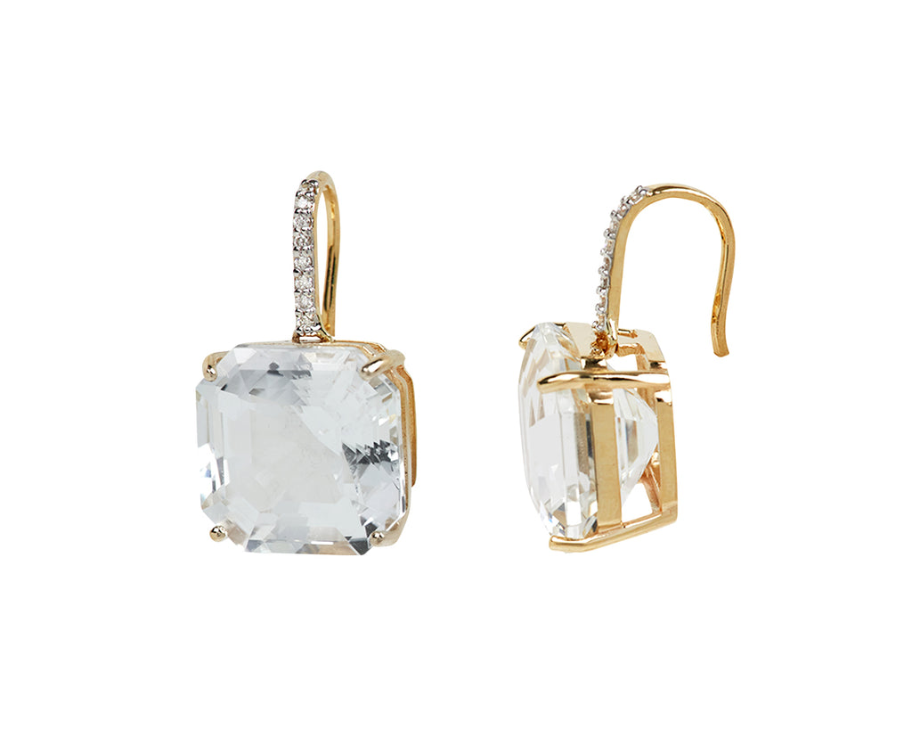 Mateo White Topaz and Diamond Drop Earrings - Side View