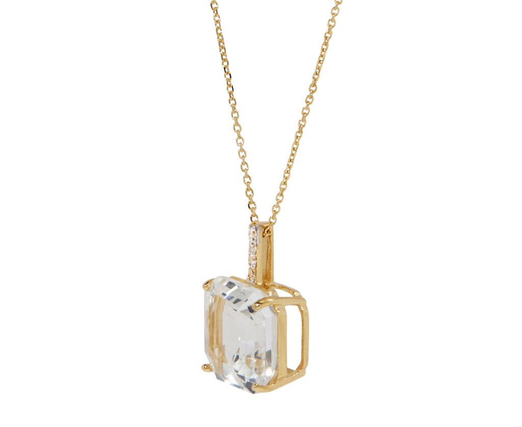 Asscher Cut White Topaz Pendant Necklace